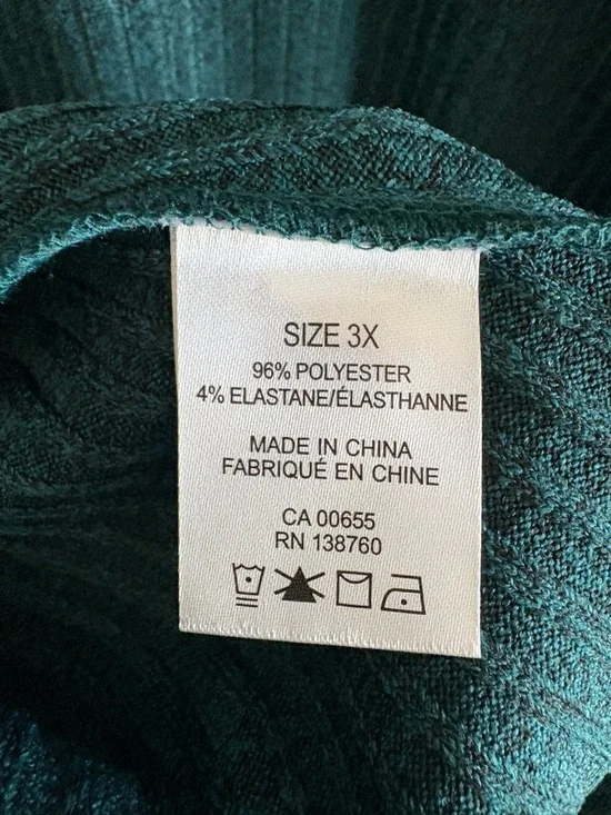 Penningtons Deep Teal V-Neck Ribbed Sweater - Picture 3 of 3